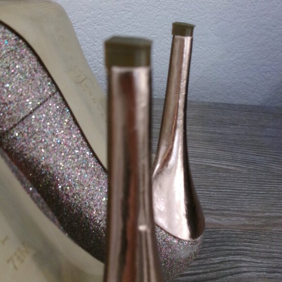 Rose Metallic Gold Multi Color Glitter High Stiletto Heels Ivanka Trump 7.5 - Picture 14 of 16